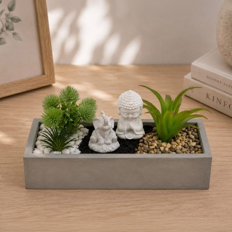 VASO CEMENTO BIANCO PIANTA ELEFANTE BUDDHA