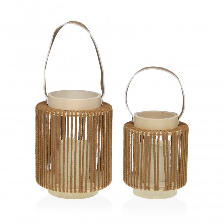 LANTERNA LED 18 CM ORAYA MARRONE