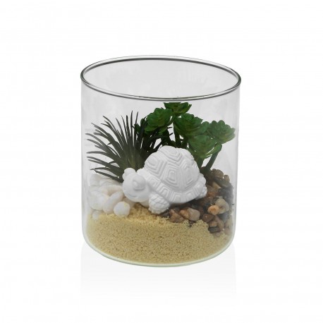 VASO VETRO CON PIANTA E TARTARUGA