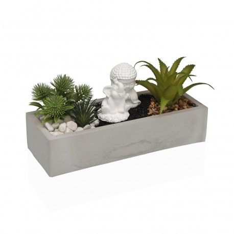 VASO CEMENTO BIANCO PIANTA ELEFANTE BUDDHA