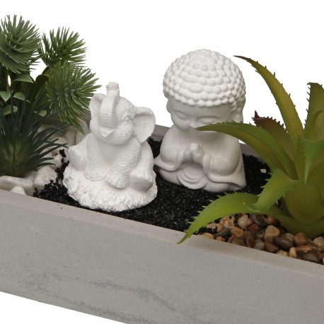 VASO CEMENTO BIANCO PIANTA ELEFANTE BUDDHA