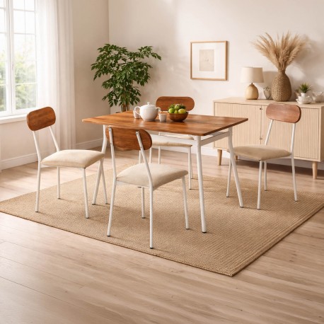 SET TAVOLO E 4 SEDIE DENALI BIANCO