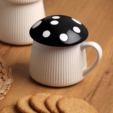 TAZZA CON COPERCHIO FUNGO BIANCO