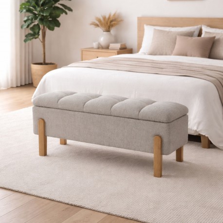 CASSAPANCA LETTO BEIGE IMBOTTITA CON CONTENITORE