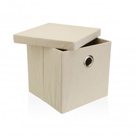 CESTA QUADRATA CON COPERCHIO PIEGHEVOLE CREMA
