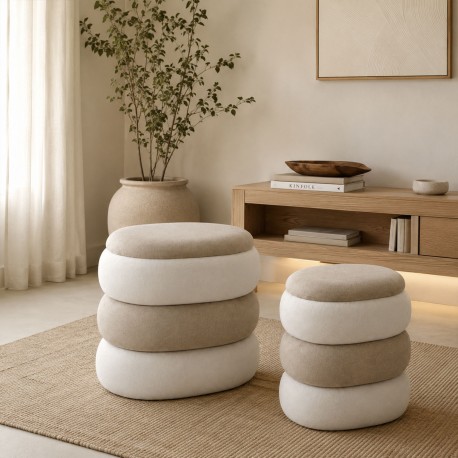 SET 2 POUF BEIGE