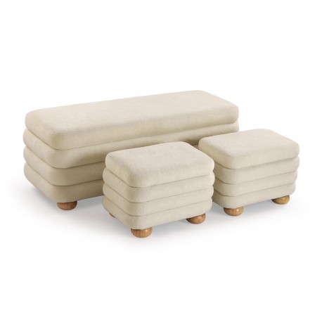 SET PANCA E 2 POUF BEIGE