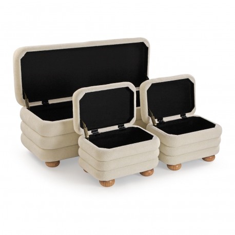 SET PANCA E 2 POUF BEIGE