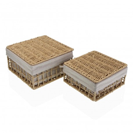 SET DI 2 CESTI MARRONE NADIR CON COPERCHIO